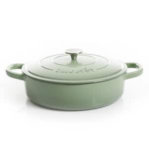 Artisan 5 Qt. Round Pistachio Green Enameled Cast Iron Braiser Pan with Self Basting Lid