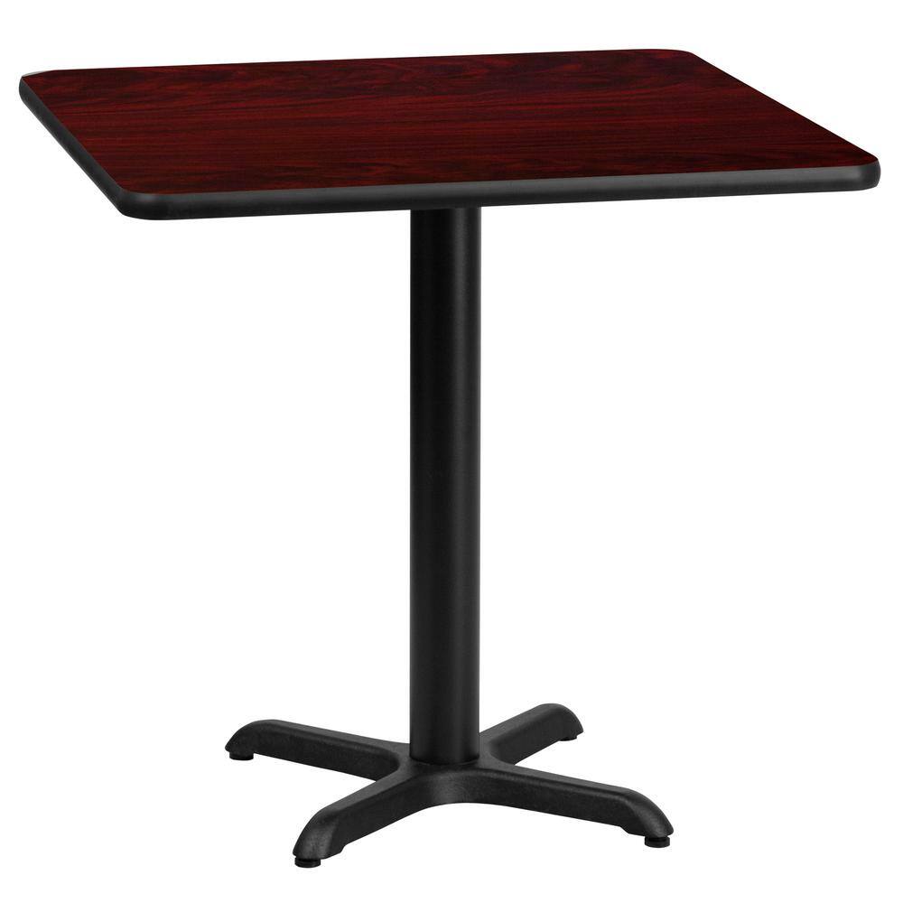 Graniss 24'' Square Mahogany Laminate Dining Table with Cast Iron Base