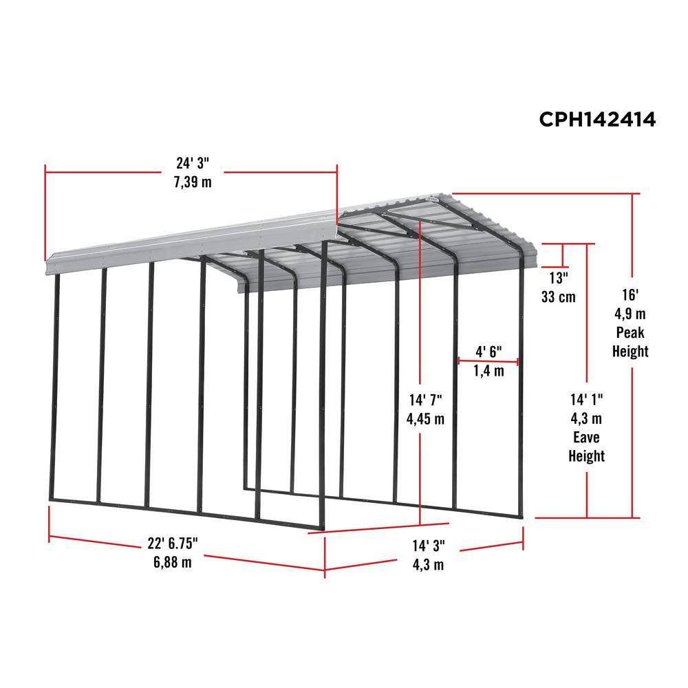 Eggshell Galvanized Steel RV Carport with Metal Roof, 14 ft. x 24 ft.