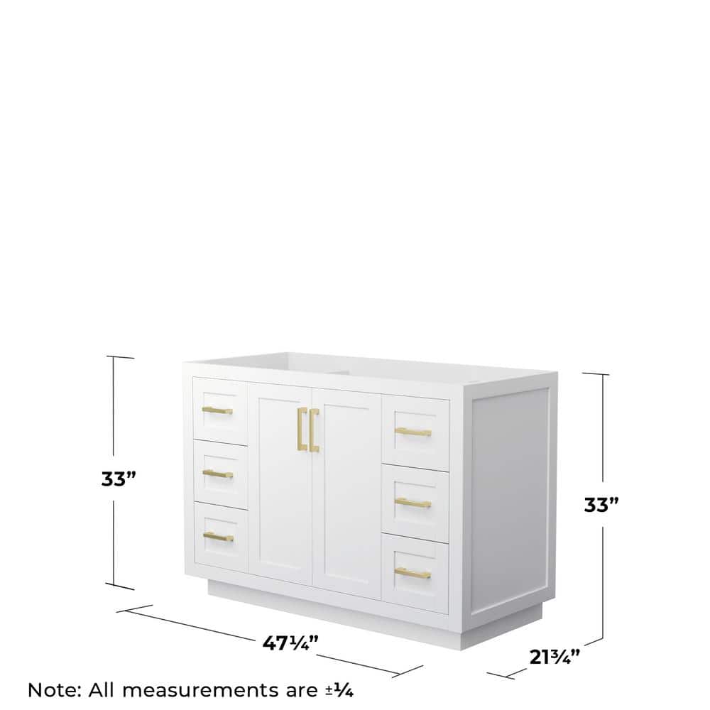 Miranda 48 Inch White Single Bathroom Vanity with Brushed Gold Trim
