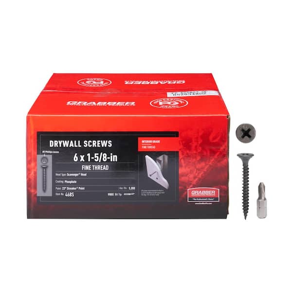 #6 x 1 5/8-in Phillips Scavenger Head Fine Thread Streaker Point Drywall to Light-Gauge Metal Screws (5,000 qty/box)