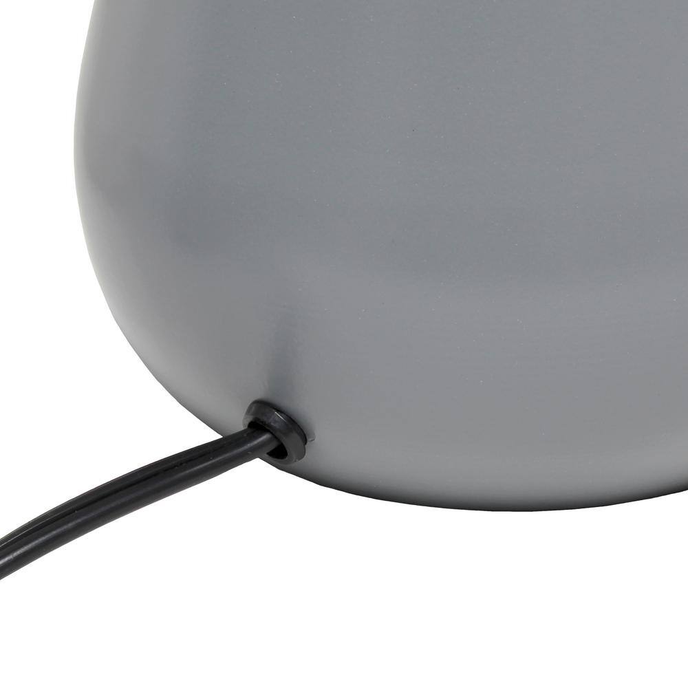 14" Tall Modern Gray and Chrome Touch Nightstand Lamp with White Shade