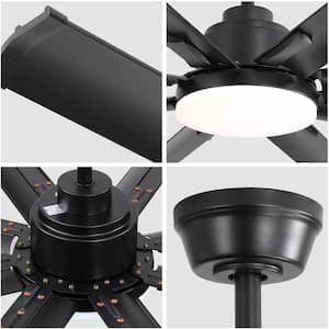 84 in. Indoor/Outdoor Smart Matte Black Windmill Ceiling Fan with Imtegrated LED Light and Remote