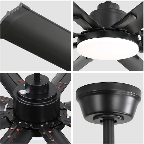 84 in. Smart Indoor/Outdoor Integrated LED Matte Black Ceiling Fan with Light Kit and Remote/APP Control