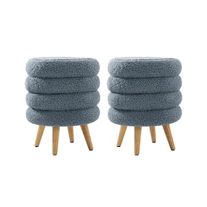 Cesilio 15.7 in. Wide Blue Ottoman With Rubber Wood Legs (Set of 2)