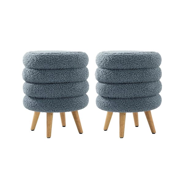 ARTFUL LIVING DESIGN Cesilio 15.7 in. Wide Blue Ottoman With Rubber Wood Legs (Set of 2)