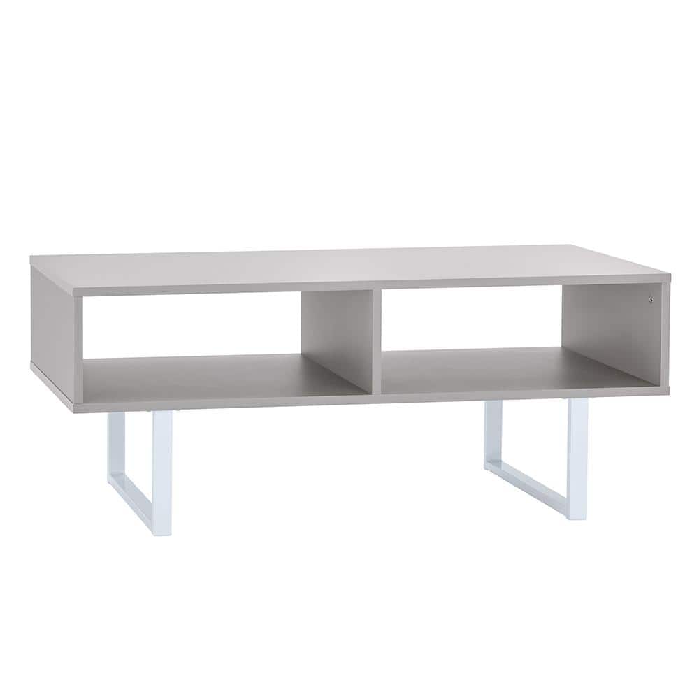 Modern Taupe Wood & Metal Coffee Table with Storage