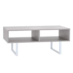 Mixed Material Storage Furniture 39.45 in. L x 15.8 in. D Smoky Taupe Rectangle Wood Coffee Table with Decorative Shelf