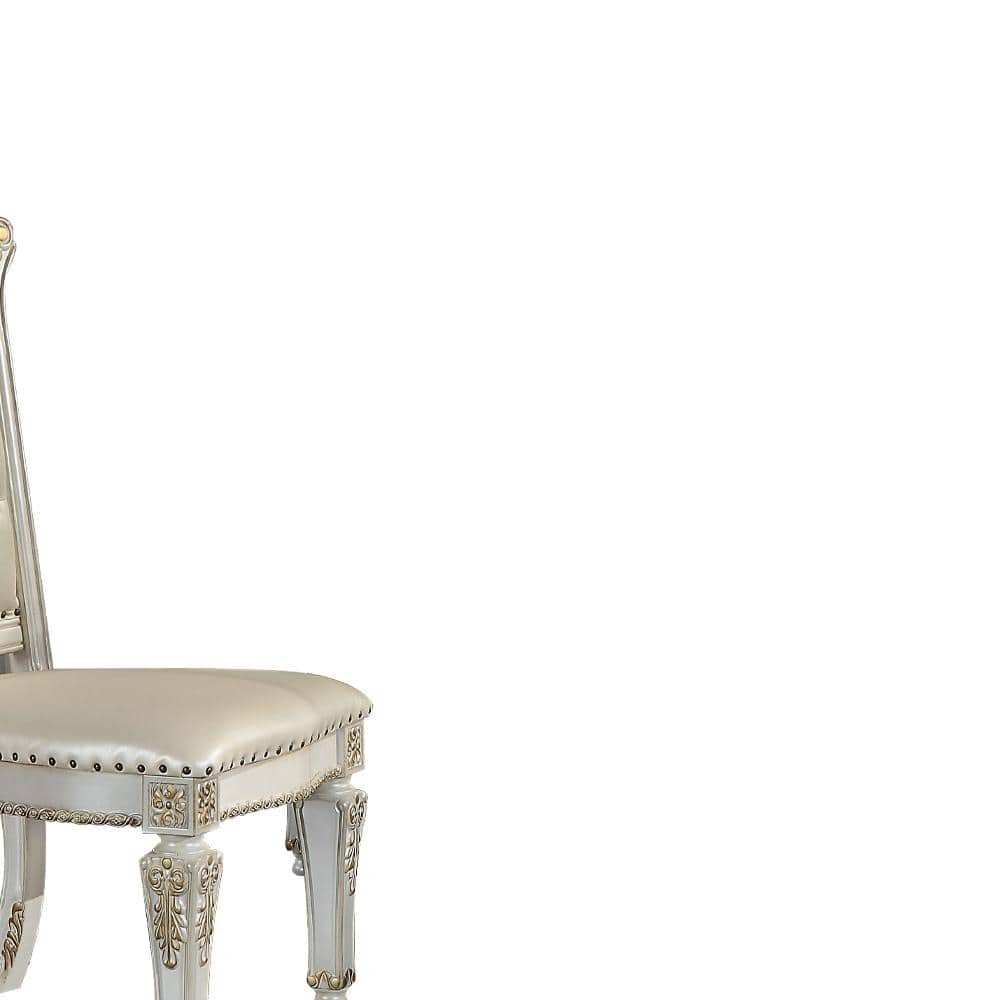 Vendome White and Gold Upholstered Wood Side Chair