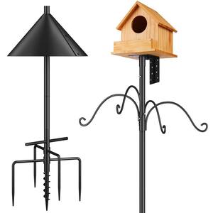 MISNODE 1.2M Shepherd Hook - Freestanding Garden Pole For Bird Feeders, Plant Hangers, Lanterns (Black Iron)
