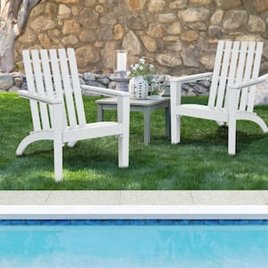 White Wooden Outdoor Adirondack Chair Patio Lounge Chair with Armrest (Set of 2)