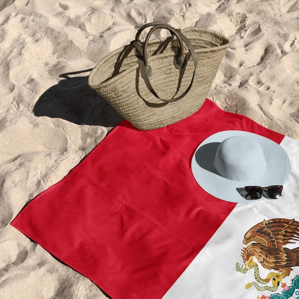 Mexico Flag Cotton/Polyester Blend Beach Towel 30x60 inches