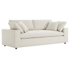 Commix 92.5 in. Square Arm Polyester Rectangle Sofa in. Light Beige