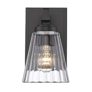 Lyna 5 in. 1 Light Matte Black Wall Sconce Light with Clear Glass Shade with No Bulbs Included