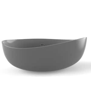 Newport 70.87 in. Solid Surface Stone Resin Flatbottom Bathtub in Matte Gray
