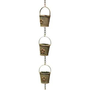 78 in. Long Iron Bucket Rain Chain in Antique Copper