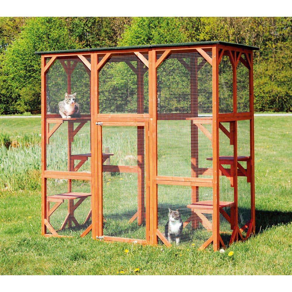 Large Wooden Outdoor Cat Sanctuary with Platforms