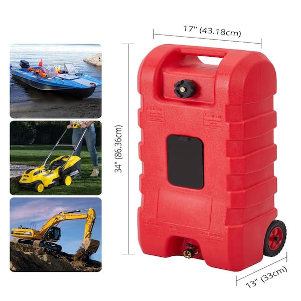 15 Gal. Red Fuel Tank Container with Manual Transfer Nozzle, Extra