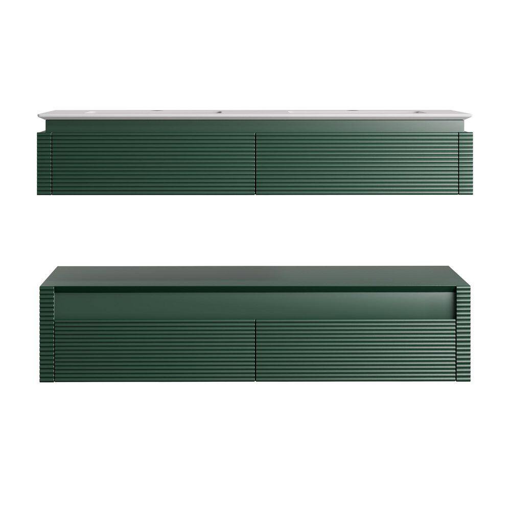 Marble Lux 36 in. W. x 20.8 in. D x 29.6 in. H Floating Bathroom Vanity with 1-Sink in Green with White Marble Top price history on PriceWatchPro