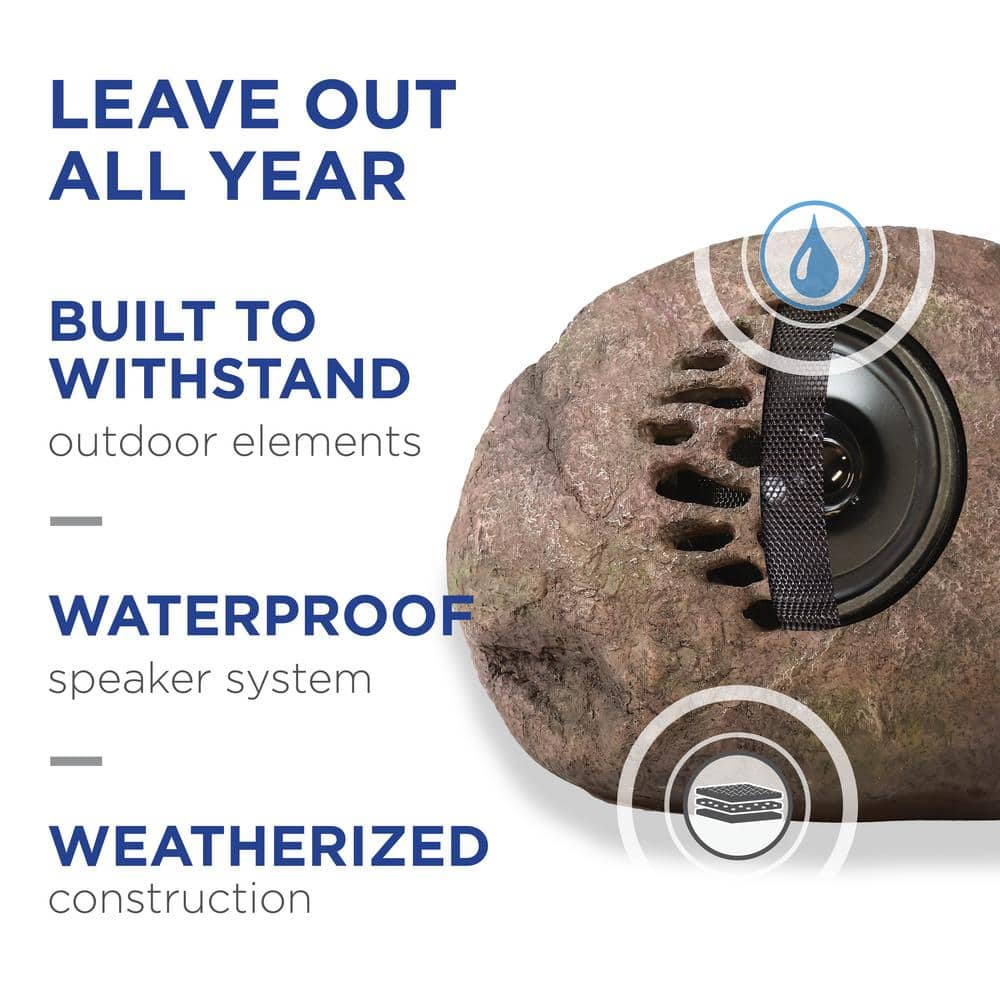 Gray Solar-Powered Outdoor Rock Bluetooth Speaker Set