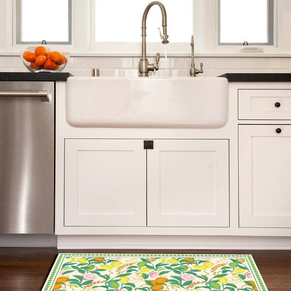 Citrus Vinyl Rug Tempaper Green Rectangle 1'8 x 2'6