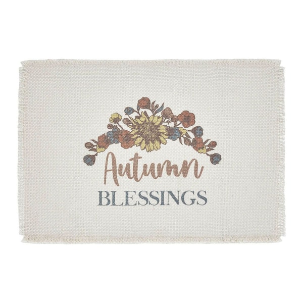 Bountifall Autumn Blessings 19 in. x 13 in. Multicolor Cotton Placemat (Set of 2)