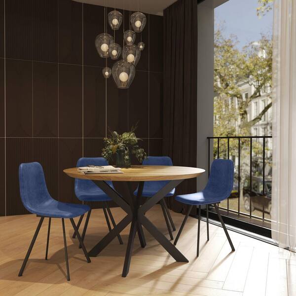 Leisuremod Markley Peacock Blue Faux Leather Dining Chair Set of