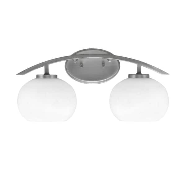 Unbranded Siena 18.25 in. 2-Light Vanity Light Graphite with White Muslin Glass Shades
