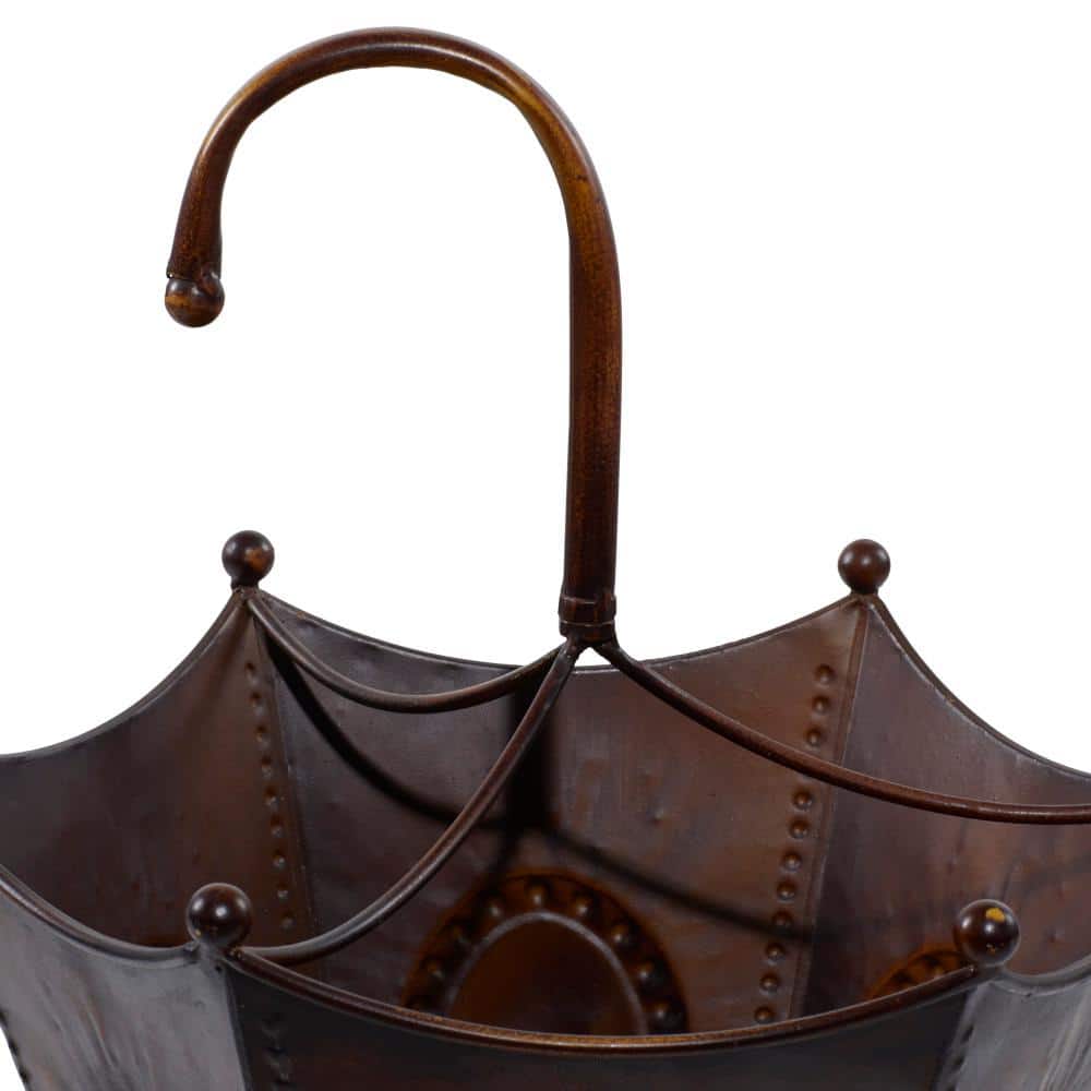 Antique Bronze Iron Umbrella Stand with Sculpted Base