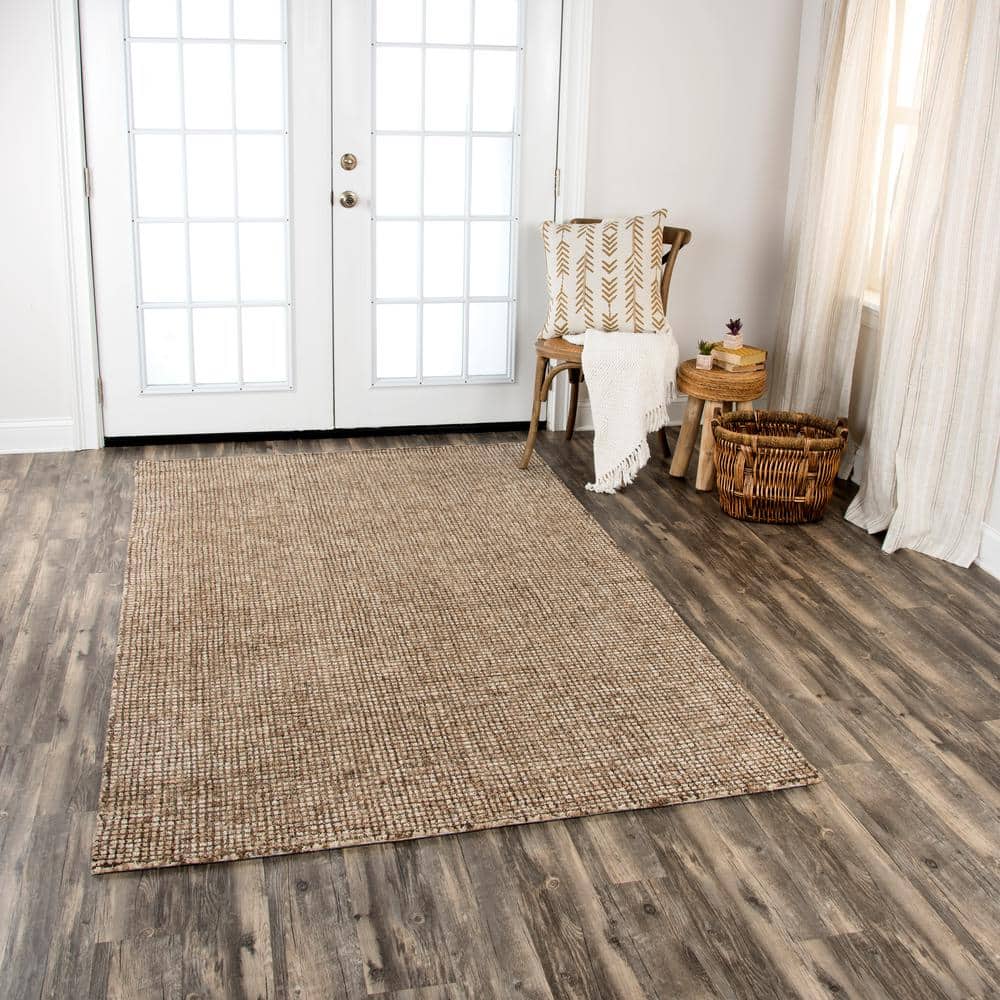 Storm Brown and Beige Hand-Tufted Wool Area Rug 8' x 11'