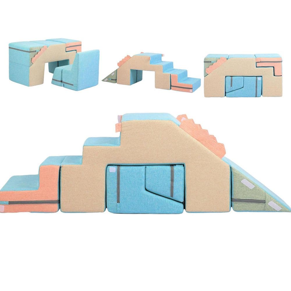4 in 1 Foam Climbing Blocks for Toddlers, Indoor Soft Climb and Crawl Play Toys, Linen-Blue-Pink price history on PriceWatchPro