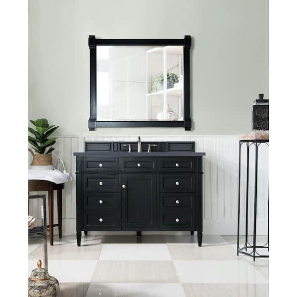 Brittany 48 in. W x 23.5 in.D x 34 in. H Single Bath Vanity in Black Onyx with Quartz Top in Charcoal Soapstone