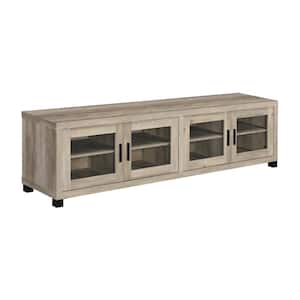 Sachin Antique Pine Rectangular TV Stand Fits TV's up to 85 in. with Glass Doors