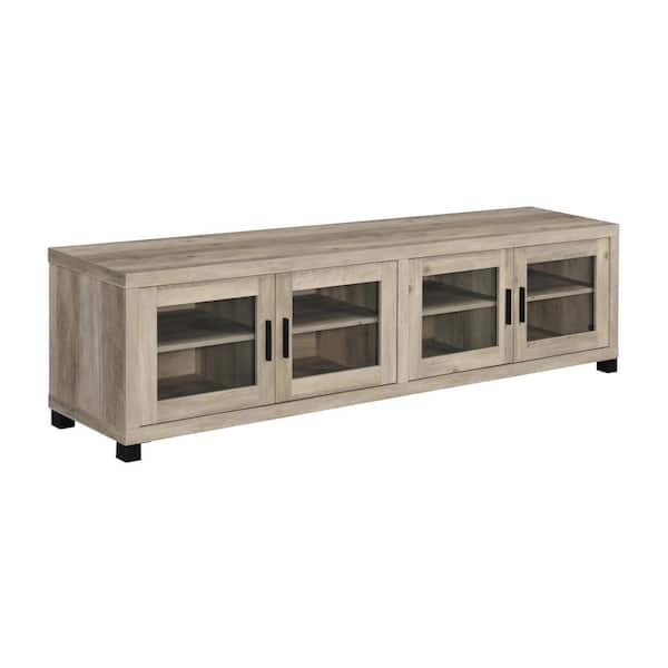 Coaster Sachin Antique Pine Rectangular TV Stand Fits TV's up to 85 in. with Glass Doors