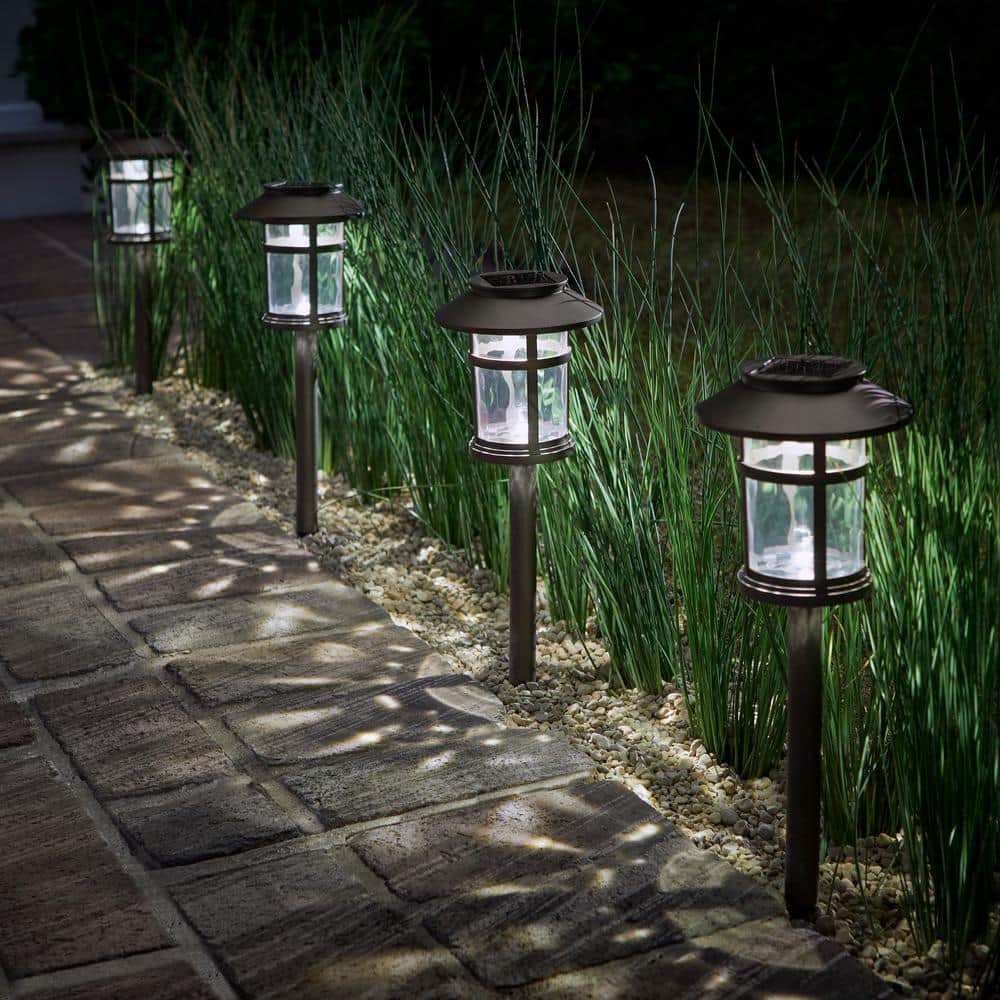 Bell + Howell Solar Powered Paw Print Disk Lights - 4 Pack, Black, image size:1000x1000