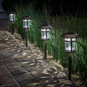 Duncan 10 Lumen Bronze LED Weather Resistant Outdoor Solar Path Light with Plastic Lens (4-Pack)