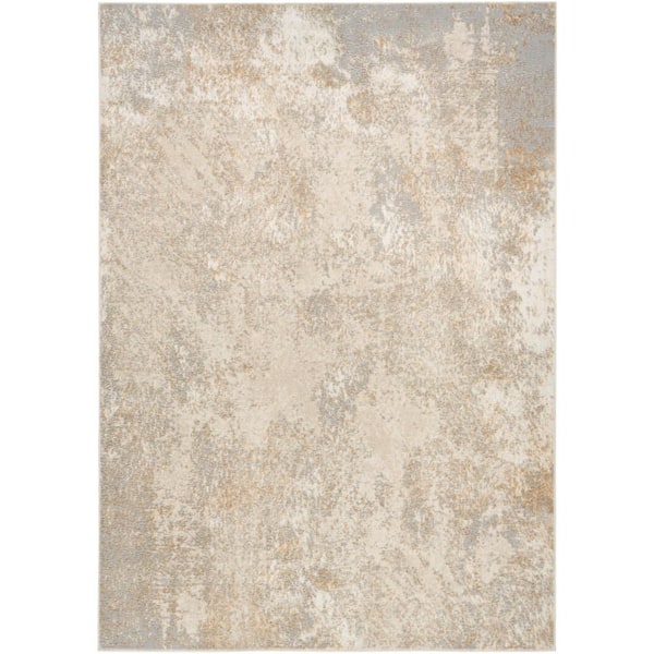 Nourison Ambiance Ivory Silver 4 ft. x 6 ft. Abstract Contemporary Area Rug