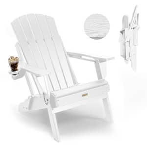 White HDPE Outdoor Folding Plastic Adirondack Chair with Cupholder