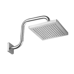1-Spray Patterns 8 in. Single Spray Wall Mounted Square Fixed Shower Head with Square Shower Arm SET in Polished Chrome