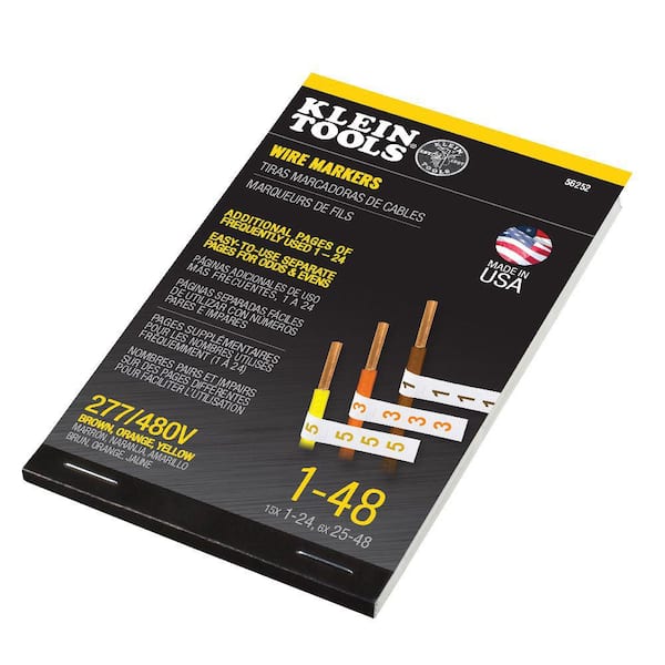 Wire Marker Book 277/480V 3 Phase 1-48