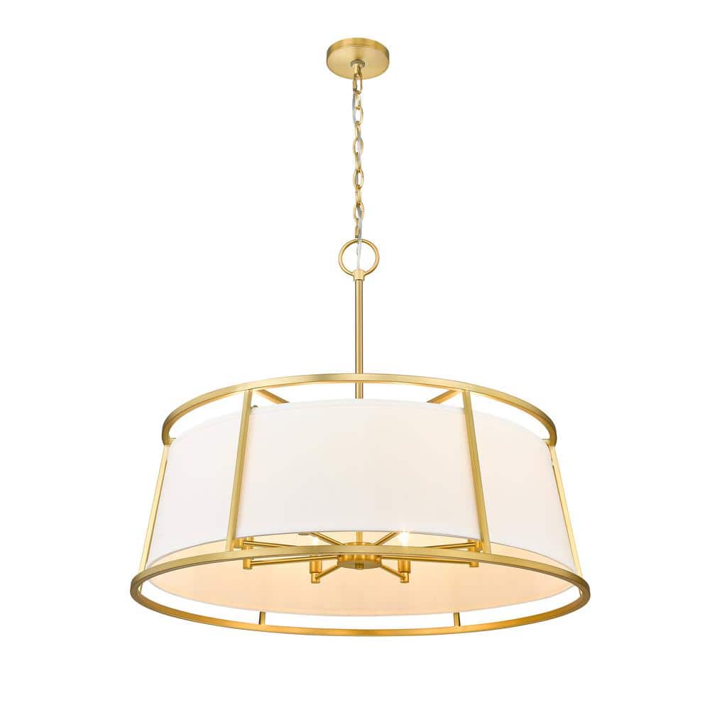 Lenyx Elegant Brushed Nickel and Brass Drum Pendant Light