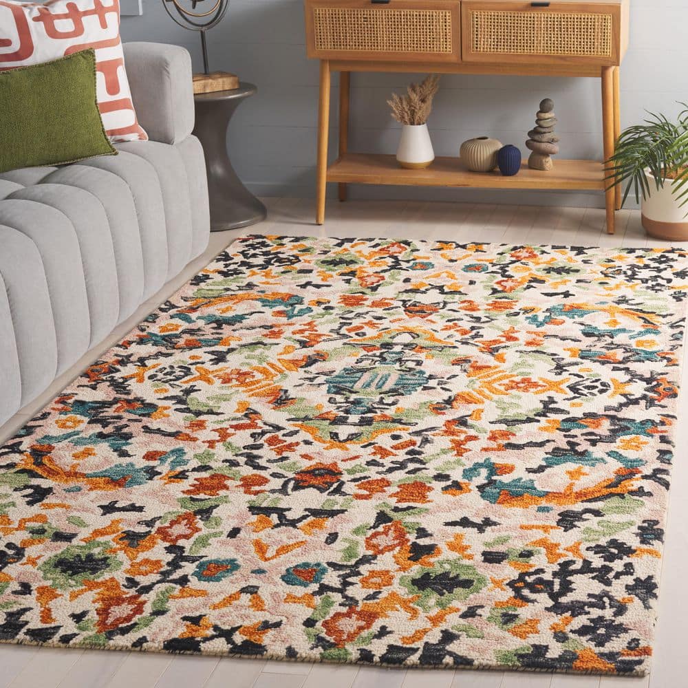 Aspen 6 ft. x 9 ft. Ivory/Pink Maximalist Bohemian Floral Medallion Area Rug price history on PriceWatchPro