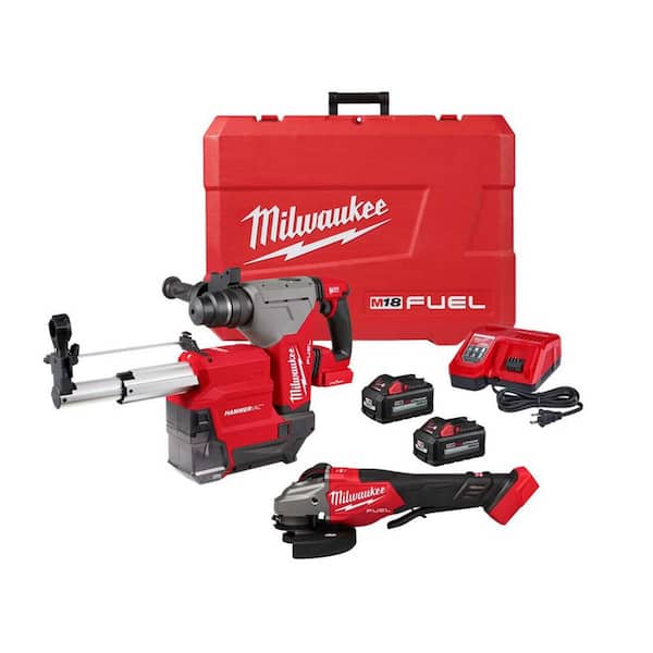 M18 FUEL 18V Lith-Ion 1-1/8 in. Cordless SDS-Plus Rotary Hammer w/ Two 6. 0Ah Batteries & 4-1/2 in. /6 in. Grinder