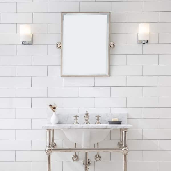 18 in. W x 24 in. H Frameless Rectangular Metal Bathroom Vanity Mirror in Polished Nickel