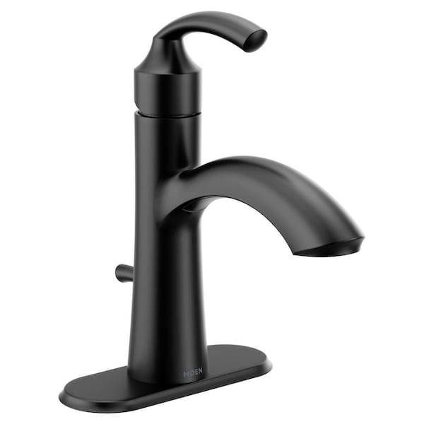 MOEN Glyde 1-Handle 1-Hole Bathroom Faucet with Drain Kit Included in Matte Black