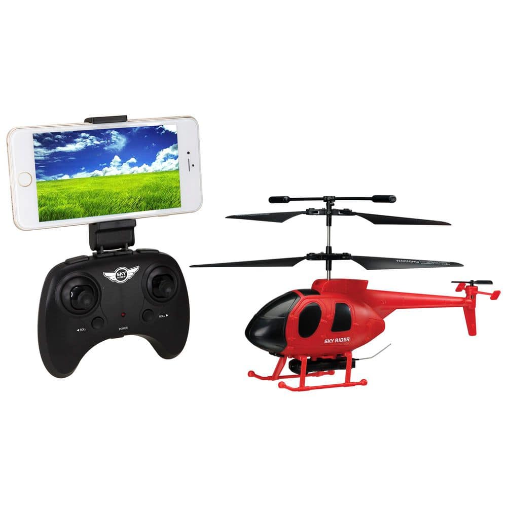 SKY RIDER H-43 Flyer: Helicopter Drone with Wi-Fi Camera and Remote, Red