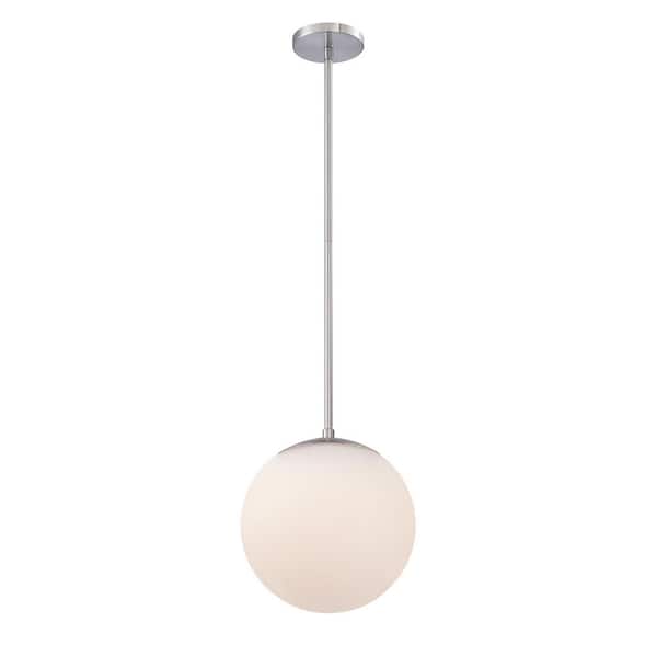 WAC Lighting Niveous 10 in. 120-Watt Equivalent Integrated LED Brushed Nickel Pendant with Glass Shade