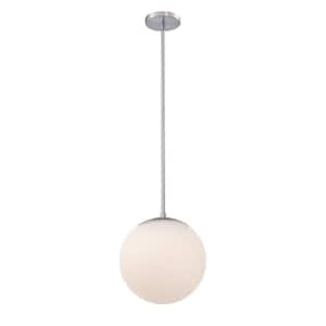 Niveous 14-Watt 1-Light Integrated LED Brushed Nickel Bubble Pendant Light Glass Shade