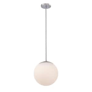 Niveous 10 in. 120-Watt Equivalent Integrated LED Brushed Nickel Pendant with Glass Shade