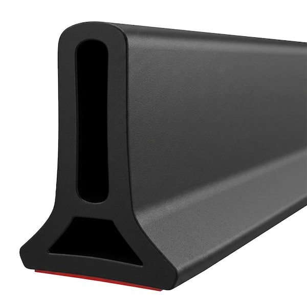 67 in. L x 1.2 in. W x 2 in. H Shower Threshold Water Dam Barrier Black Collapsible Rubber